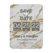 Save the date | Goud en wit, marmer-magneet Magneet (Verticaal)