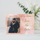 Save the Date Goud Glitter Elegant Modern Roze Kaart (Staand voorkant)