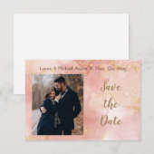 Save the Date Goud Glitter Elegant Modern Roze Kaart (Voorkant / Achterkant)