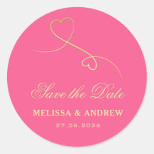 Save the date | Goud hart Fuchsia roze bruiloft