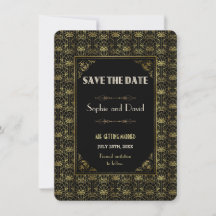 Save The Date | Goud Zwart Roaring Twenties Art De