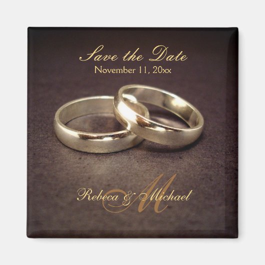 Save the Date - Gouden Bruiloft Band Magneten (Voorkant)