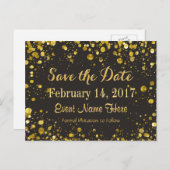 Save the date | Gouden Confetti Aankondigingskaart (Voorkant / Achterkant)