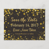 Save the date | Gouden Confetti Aankondigingskaart (Voorkant)