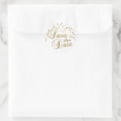 Save the date | Gouden Confetti Stippen Ronde Sticker (Tas)