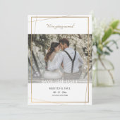 Save the Date Gouden Frame Foto Aankondiging (Staand voorkant)