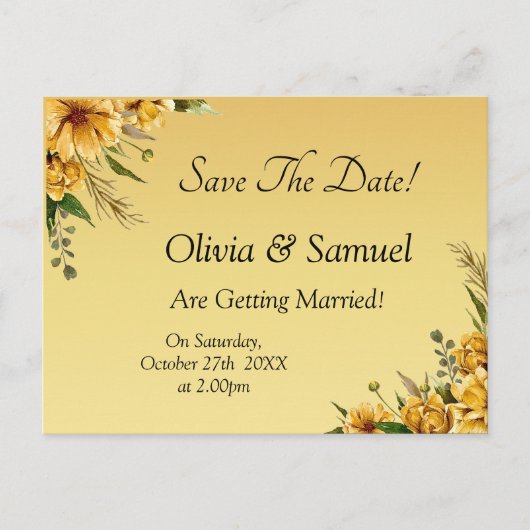 Save the date - Gouden Geel Aankondigingskaart (Voorkant)
