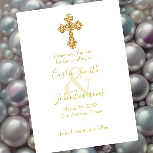 Save the Date Gouden Kruis Elk Kleur Ontwerp