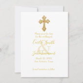 Save the Date Gouden Kruis Elk Kleur Ontwerp (Voorkant)