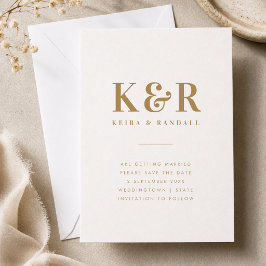 Save The Date | Gouden Monogram Huwelijksaankondig