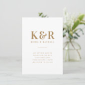 Save The Date | Gouden Monogram Huwelijksaankondig (Staand voorkant)