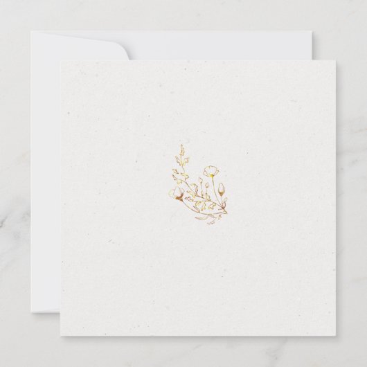 Save the Date Gouden Omlijning Bloemen Vierkant Kaart (Achterkant)