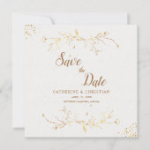 Save the Date Gouden Omlijning Bloemen Vierkant Kaart (Voorkant)