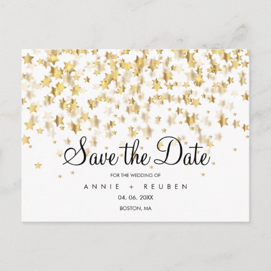 Save the Date Gouden Sterren Briefkaart (Voorkant)