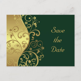 Save the Date - Gouden wervelingen & Donkergroen Aankondigingskaart