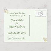 Save the Date - Gouden wervelingen & Donkergroen Aankondigingskaart (Achterkant)