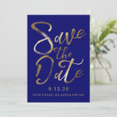 Save the date | Goudsplaten Kaart (Staand voorkant)