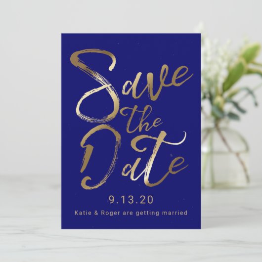 Save the date | Goudsplaten Kaart (Staand voorkant)