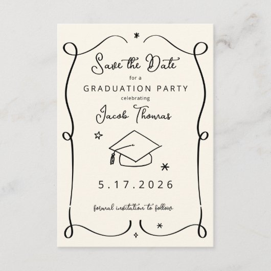 Save the Date Graduation Insert Card Kaart (Voorkant)