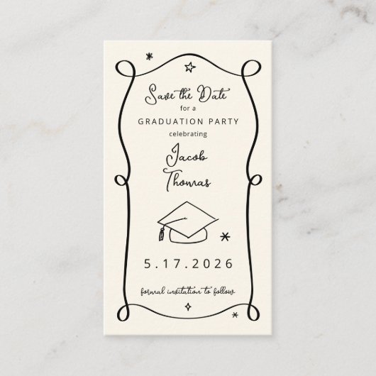 Save the Date Graduation Insert Card Visitekaartje (Voorkant)