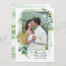 Save the date. Groene botanische foto bruiloft