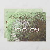 Save The Date Groene en Bruine Harten - Gepersonal Aankondigingskaart (Voorkant / Achterkant)