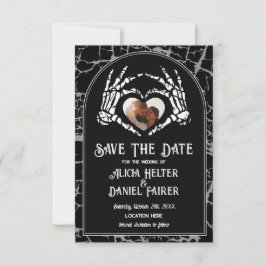 Save The Date Halloween Skelet Hart Handen