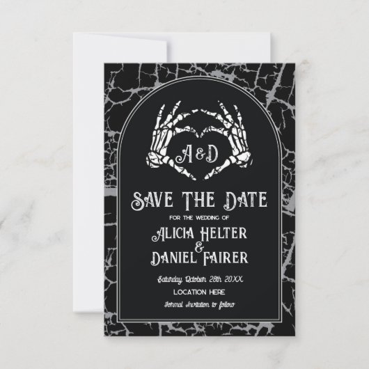 Save The Date Halloween Skelet Hart Handen (Voorkant)