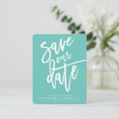 SAVE THE DATE handgeschreven munt fuschia wit Kaart (Staand voorkant)