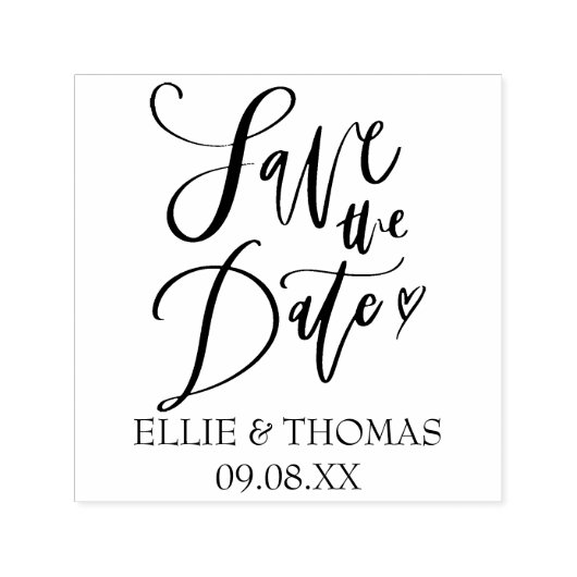 Save the Date handgeschreven script met hart Zelfinktende Stempel (Design)