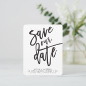 SAVE THE DATE handgeschreven script zwart wit Kaart (Staand voorkant)