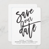 SAVE THE DATE handgeschreven script zwart wit Kaart (Voorkant / Achterkant)