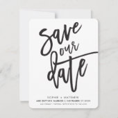 SAVE THE DATE handgeschreven script zwart wit Kaart (Voorkant)