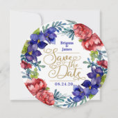Save the date | Happiness Waterverf Floral Kaart (Voorkant)