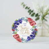 Save the date | Happiness Waterverf Floral Kaart (Staand voorkant)