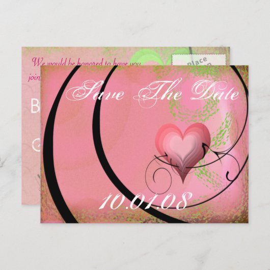 Save The Date - Harten en wervelingen Aankondigingskaart (Voorkant / Achterkant)