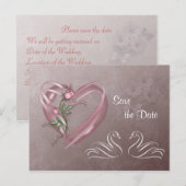 Save the Date - Harten en zwanen. Briefkaart (Voorkant / Achterkant)