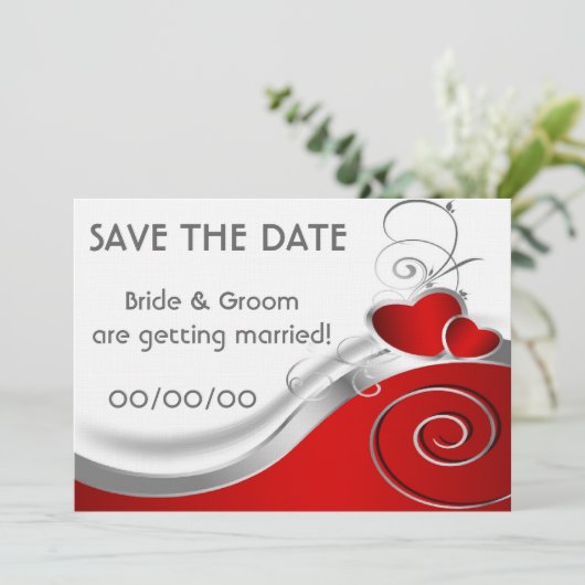 Save the date: Harten Save The Date (Staand voorkant)