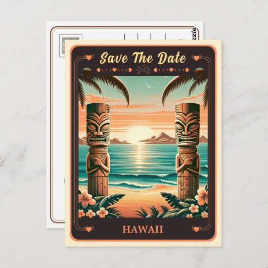 Save the date | Hawaii Uitnodiging Briefkaart (Voorkant / Achterkant)