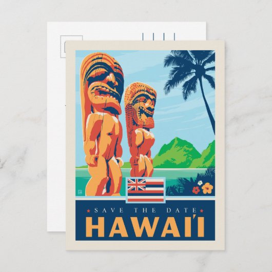 Save the date | Hawaii Uitnodiging Briefkaart (Voorkant / Achterkant)