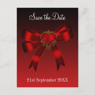 Save the Date Heart Deep Red Gold Zwart