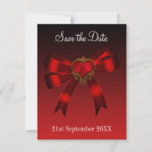 Save the Date Heart Deep Red Gold Zwart (Voorkant)