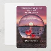 Save the Date Hearts on the Beach Pretty Kaart (Voorkant / Achterkant)