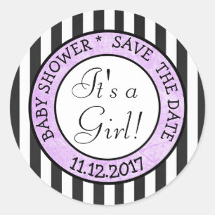 Save the Date, Het is een meisje Baby shower Stick Ronde Sticker