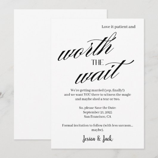 Save the Date - Het wachten waard, eindelijk mama (Voorkant / Achterkant)