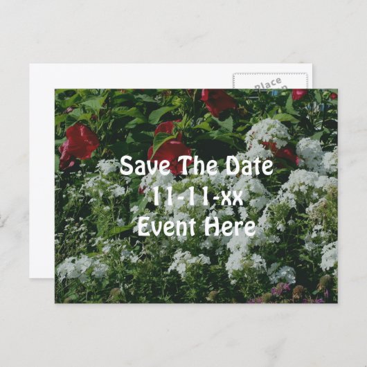 Save The Date Hibiscus Phlox Flower Garden Aankondigingskaart (Voorkant / Achterkant)