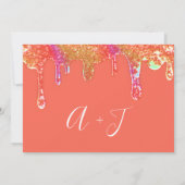 Save The Date Holografische druppels Sinaasappel C (Achterkant)