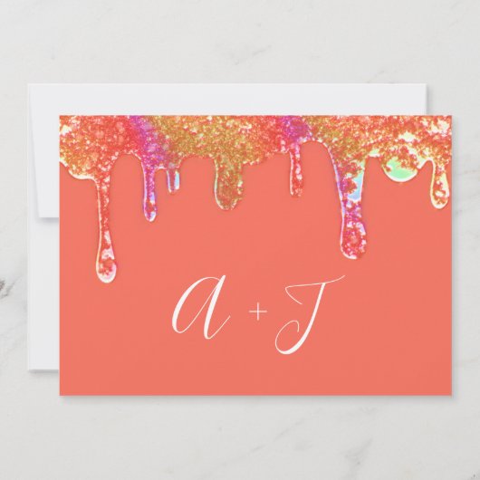 Save The Date Holografische druppels Sinaasappel C (Achterkant)