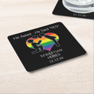 Save The Date Homoseksueel Hij Heeft Ja Gezegd Gep Kartonnen Onderzetters