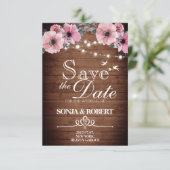 Save the Date - Hout, Duiven, Licht, Bloem (Staand voorkant)